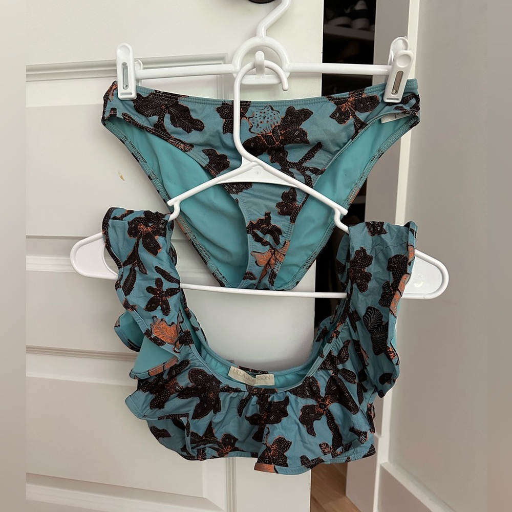 Ulla Johnson 2 piece off shoulder ruffle bikini